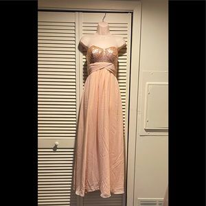 Christina Wu gown size 6 rose gold sequin bodice blush pink skirt style #22615